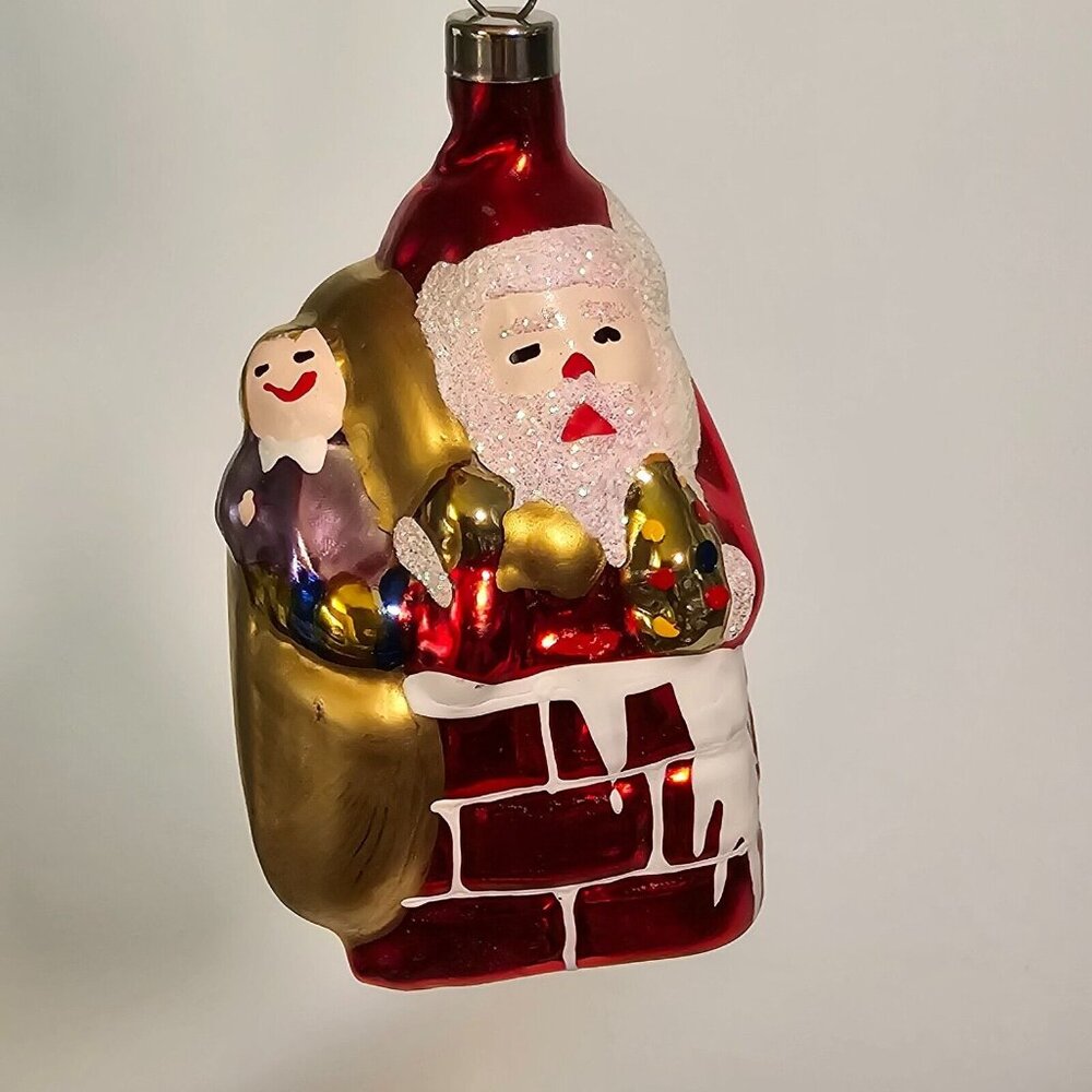 Christmas Ornament Set Blown Glass Snowman Santa Claus Sparkles Multicolor Xmas - Picture 10 of 14